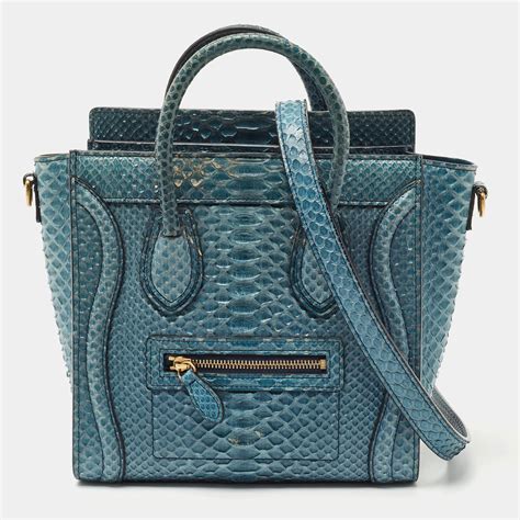 celine nano luggage tote blue